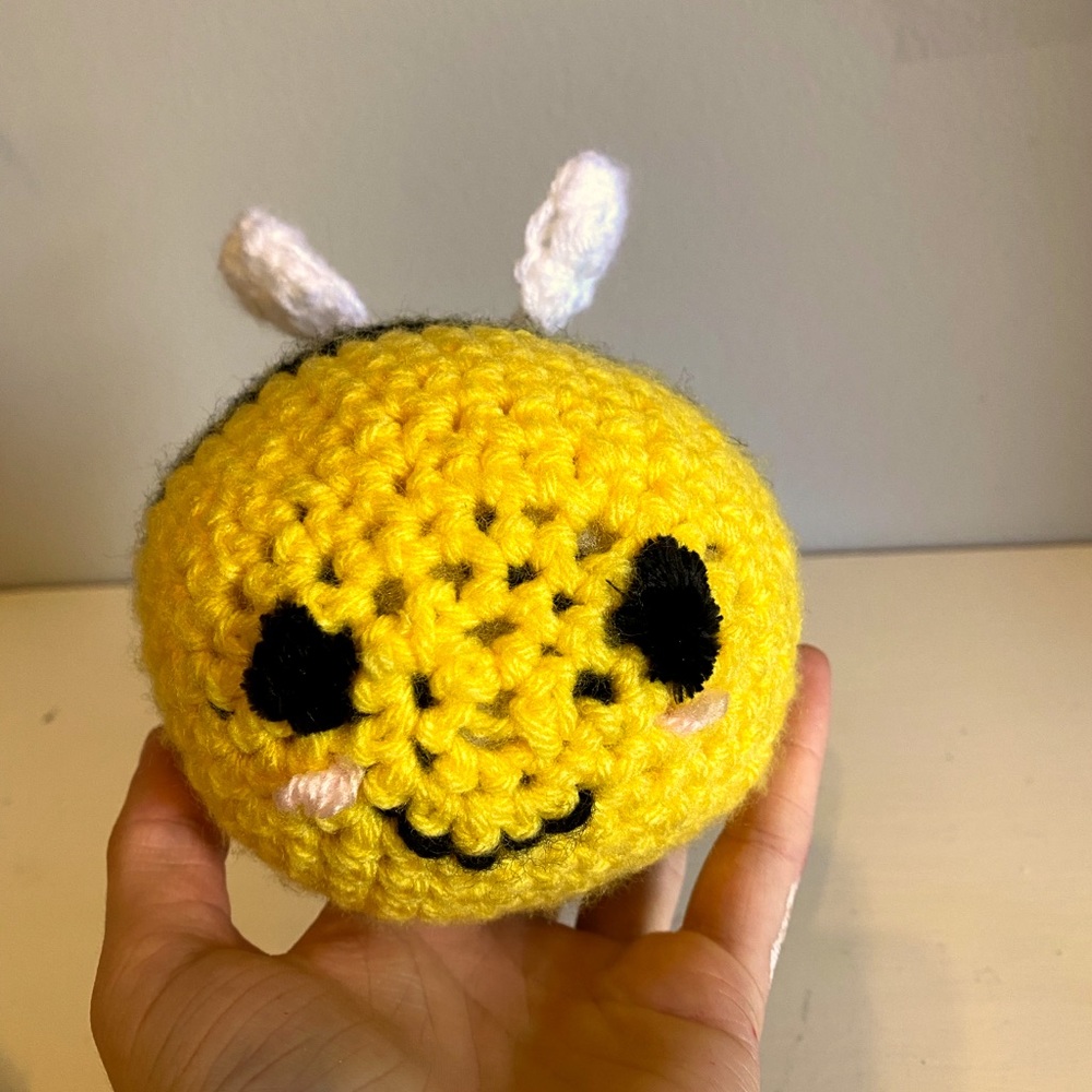 Fat hand crocheted bee